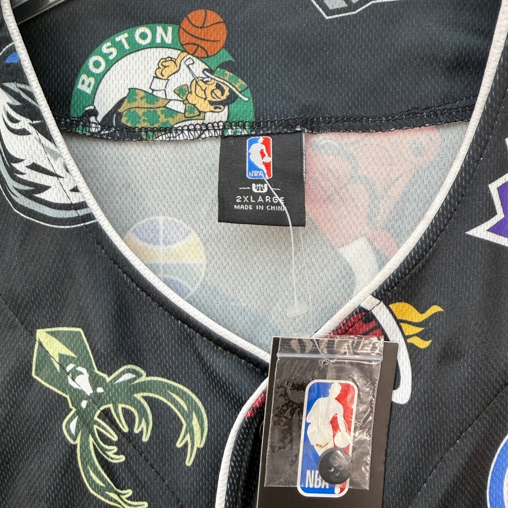 NBA Basketball Jersey/Pajama Top Men 2XL Team Logos Short Sleeve Button Up - Picture 3 of 5